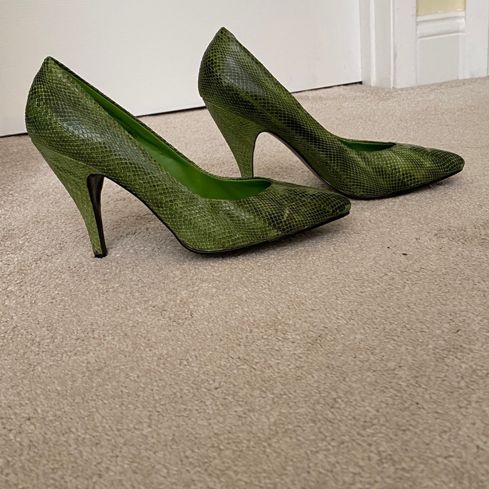 Green Snakeskin Heels